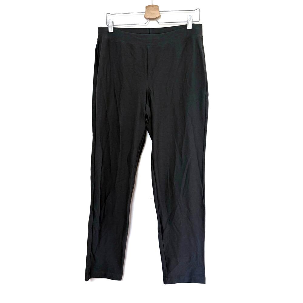 EILEEN FISHER gray elastic stretch pull on slim straight leggings pants